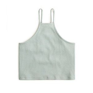 J Crew mint green ribbed cropped halter tank top